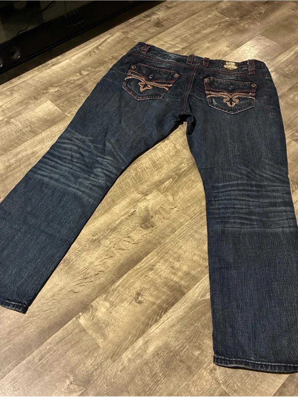 Vintage Rock Revival DAN Straight Jeans Men’s SZ 42 Blue Red Used Rare